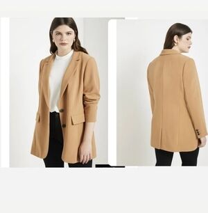 Eloquii Camel Tailored Long Blazer Jacket - Women